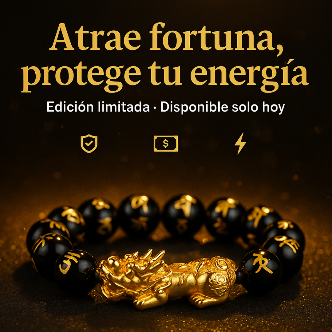 Atrae riqueza y energía positiva con la Pulsera de Obsidiana Feng Shui 🐉