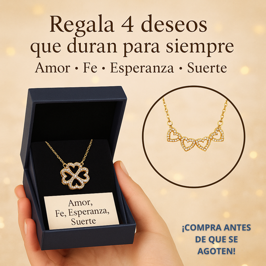 Collar 4 Deseos: Amor, Suerte, Fe y Esperanza + CAJA DE REGALO 🎁
