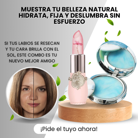 Combo Belleza: Labial Flor Mágico + Gel Prensado 3 en 1