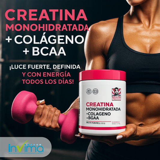 Creatina Monohidratada + Colágeno + BCAA para Mujeres - ORIGINAL® NO IMITACIÓN🚫 IMPORTADA (USA) 🇺🇲