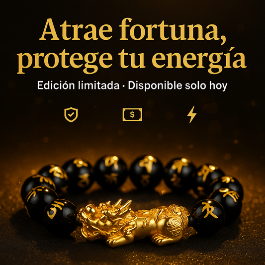 Atrae riqueza y energía positiva con la Pulsera de Obsidiana Feng Shui 🐉