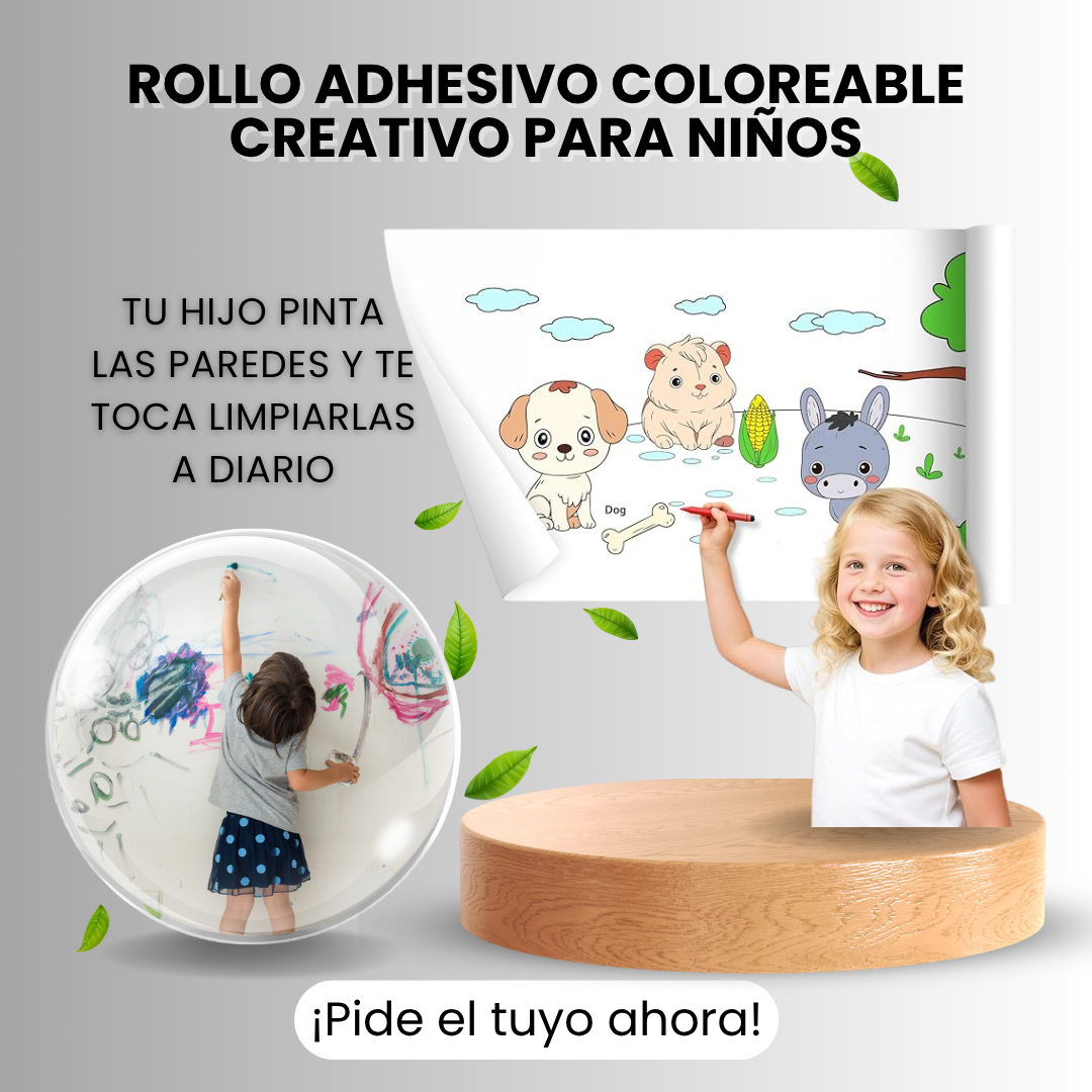 Rollo Adhesivo Coloreable Creativo para Niños