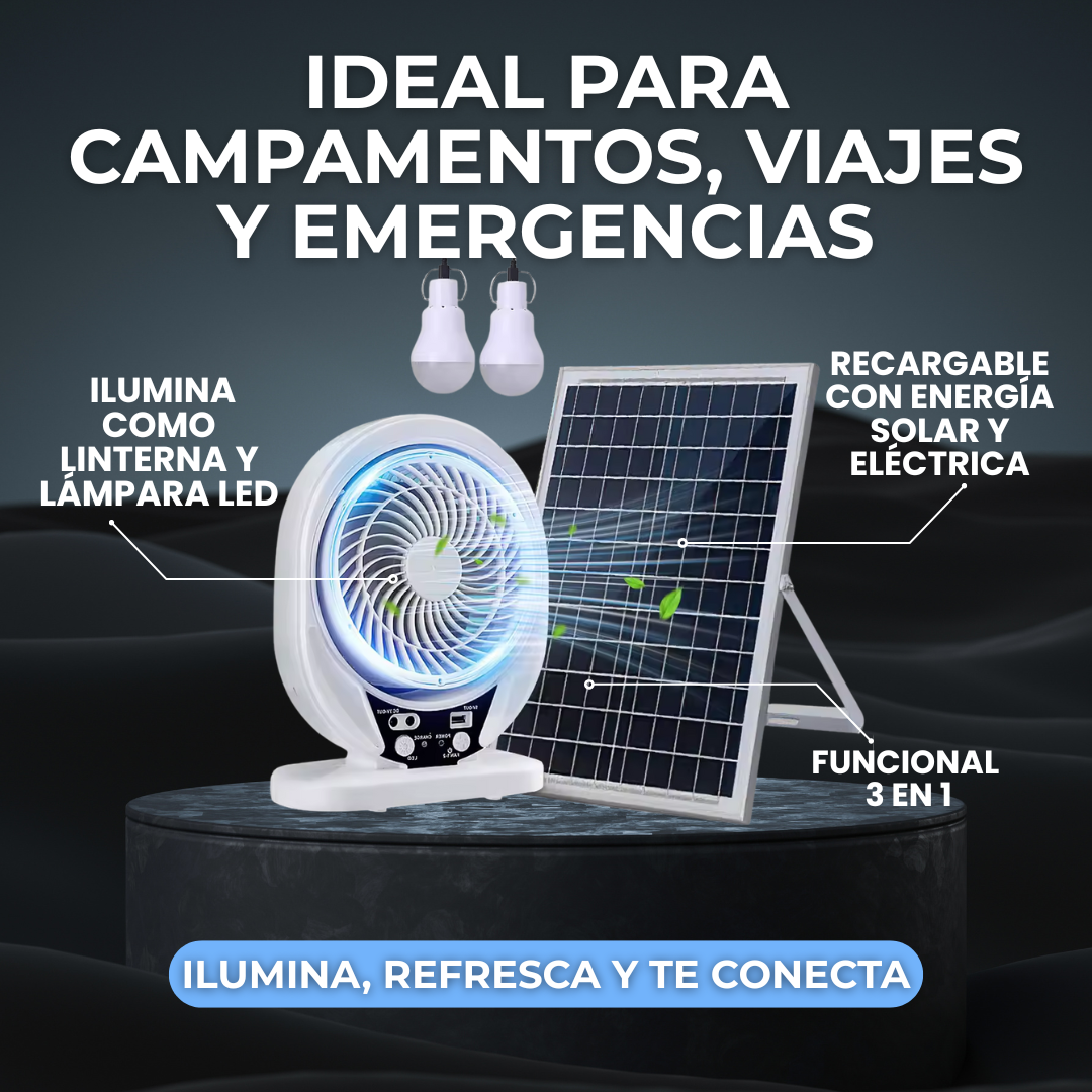 Ventilador Solar Portátil Recargable